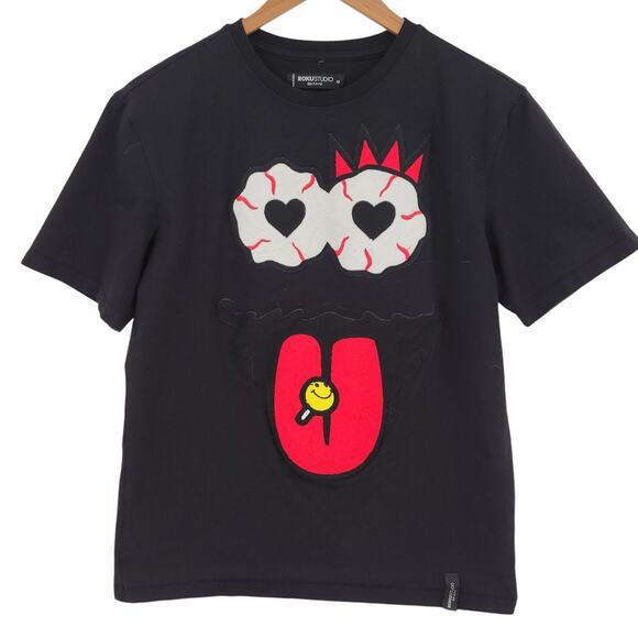 Roku Studio High Life 420 Acid‎ Applique T-Shirt Black Short Sleeve Men's M - Picture 1 of 6